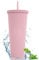 Joymaking Studded Tumbler with Straw and Lid, Double Walled Cold Cups, 24oz Studded Cup Plastic Cup Glitter Water Bottle Cups for Iced Coffee, Smoothies and Drink（Coral Powder）