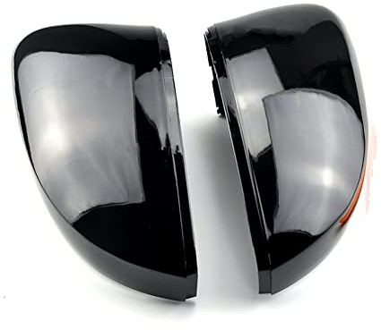 Außenspiegelkappe Seite Rückspiegel Abdeckung Für VW Für Polo Für MK5 6R 6C ABS Schwarz Seite Spiegel Kappen Zubehör Ersatz Shell Trim Seitenspiegel Abdeckkappen (Farbe : Bright black)