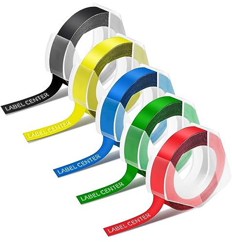 Kompatibel Dymo Omega Etikettenband Ersatz für Dymo Prägeband 9mm x 3m (Rot/Grün/Blau/Gelb/Schwarz)
