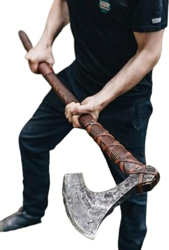 MDM Handmade Viking Axe, Viking Axe, Royal Battle Axe, Leviathan Axe, Hand Wolf Axe Axe, Bearded Axe, Wooden Axe for Cutting Kratos Axe Axe Axe Hatchet