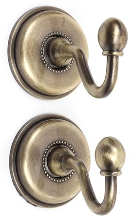 2 ganci fermatenda con viti, in lega vintage, decorativi da parete, ganci per porta, parete, cappelli, cappotti (bronzo)