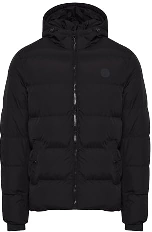 Indicode IDRapse Herren Steppjacke Winterjacke Jacke mit Kapuze Gummizug Rippbündchen Eingrifftaschen Label-Details Regular fit, Größe:L, Farbe:Black (999)