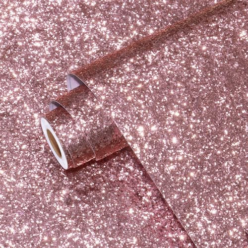 Yullpaper Papier Peint Adhesif Paillettes Roses Film Adhesif Pour Meuble Papier Peint Autocollant Rose Rouleau Adhesif Decoratif Épais Revetement Adhesif Meuble Papier Peint Chambre Fille 40cm X 200cm