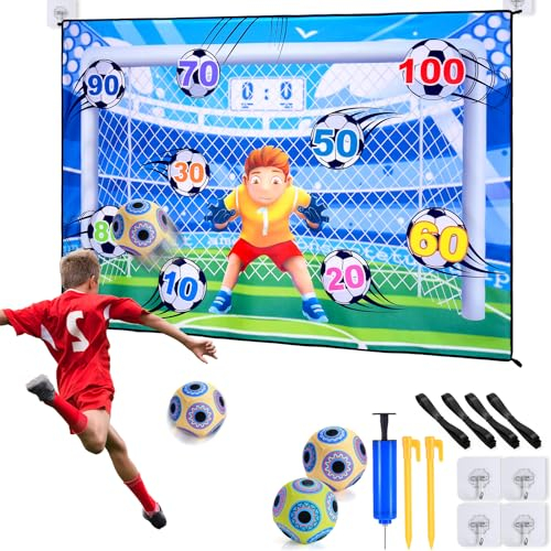Dislocati Kids Football Ball with Football Goals for Kids, Football Gifts for 3-12 Year Old Boys Birthday Gifts Indoor Football Games Kids Garden Outdoor Games for Kids Toys for 3-12 Year Old Boys