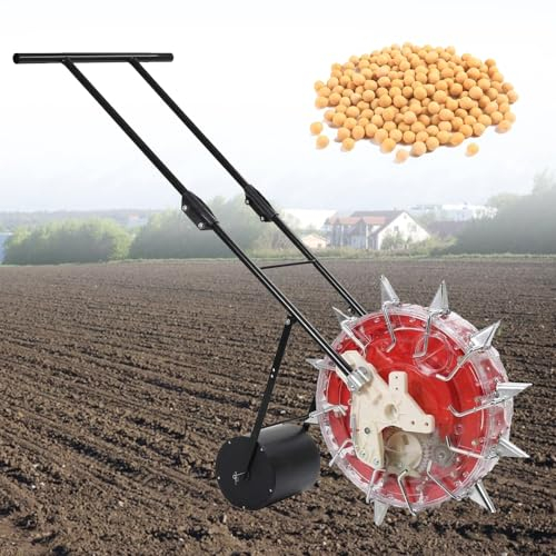 Gartensämaschine, Präzisions-Gartensamen-Pflanzstreuer, Mais-Sojabohnen-Düngemaschine mit Saatgut-Aufbewahrungsbox, manuelle Sämaschine für Rasen und Garten, 8 Löcher