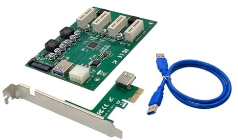 BAYORE Desktop PCIe To PCI-E X1 4 Ports 1X USB 3.0 Extended Card 1 To 4 Graphics Card Expansion ASM1184E PCIe To PCI-E X1 4 Ports