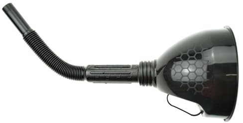 pokm toolsmarket - Flexi Trichter, Universeller Kunststofftrichter, Benzintrichter, Farbe: Schwarz, für Benzin Diesel Kraftstoff, Einfülltrichter mit Sieb
