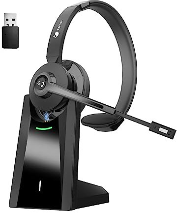 Earbay Wireless Headset, Headphones with Microphone, Mute & Charging Dock, Single Headsets With Microphone, Noise cancelling &USB Dongle,For PC/Zoom/Skype/Home/Office/Meetings