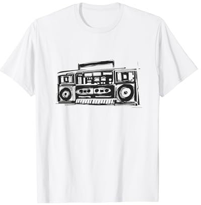 Flawless Boombox Stereo Line Art 80er Jahre Hip Hop Street Retro C T-Shirt