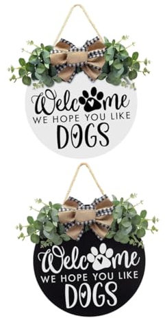 RORPOIR Letrero De Bienvenida Para Puerta Colgante Letrero De Perro De Madera Decoración Para Mascotas Para Eventos