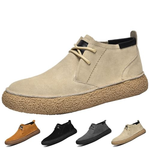 Stivali Chukka da Uomo, Stivali in Pelle Scamosciata con Lacci, Stivaletti Casual Lavoro, Scarpe in