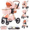 BEBBY Poussettes 3 en 1 Citadines Poussettes Combinées Poussette Poussettes Combinée Portable Pliant en Un Clic Poussette Canne Paysage Haut Cadre en Aluminium Pour Nouveau-né 0-36 (Pink-6)