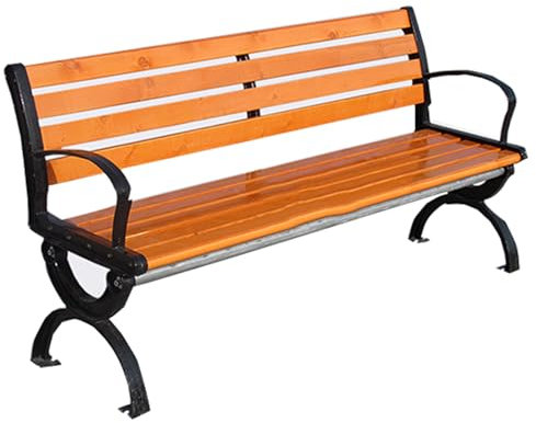 JTPMYFT 47,2-Zoll-Freizeitstuhl for den Außenbereich, Parkstuhl aus massivem Holz, Bank aus Kunststoffholz, Sitz mit Rückenlehne aus Gusseisen for den Garten(47.2 * 16inch)