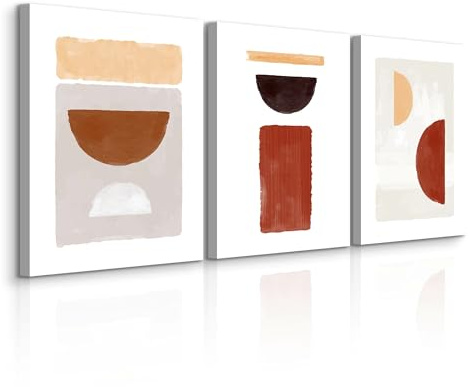 Muralo Wandbilder 3er-Set, Aztekenfarbige, Kunstdruck, Muster - 30x40 cm | Leinwandbild, Modernes Design, Aufhängefertig, UV-beständig - ideal für Wohnzimmer und Schlafzimmer, edle Optik