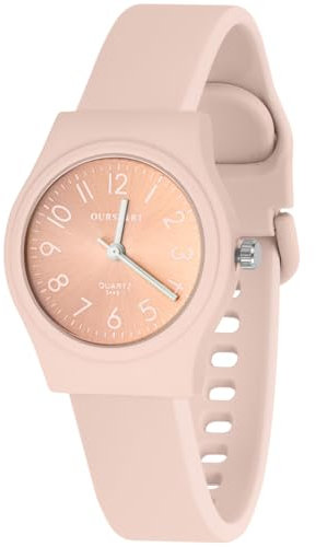 OFFCUP Orologio da Donna, Orologio Analogico al Quarzo Donna, Orologio da Polso Donna Con Cinturino in Silicone Casual O Attività Sportive,Movimento a Tre Lancette, Cassa da 38MM -Rosa Chiaro