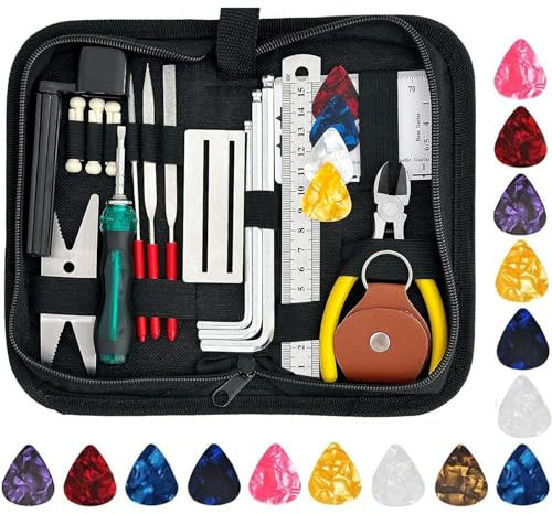 50Pcs Guitar Maintenance Tool Kit,Guitar Repair Tool Kit with Guitar Pick Carry Bag for Guitar Ukulele Bass Banjo Mandolin,Guitar Care Cleaning Accessories Gifts for Music String Instrument Enthusiast