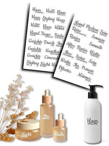 JuPaRo Reise Aufkleber für Kosmetik- und Shampoo-Flaschen, Reiseorganizer Sticker, Sticker für Reisekosmetik, Kosmetikaufkleber, Organizer Kulturtasche, Beschriftung Shampoo und Duschgel (Schwarz)