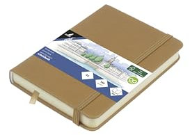 Kangaro Art Skizzenbuch A6 Taupe PU Hardcover 80 Blatt 140 Gramm cremefarbenes Papier mit Gummiband und Band