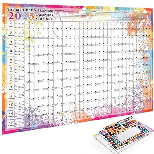 Wandkalender 2025 – Jahresplaner im Großformat 100 x 70 cm – Übersichtlich gestalteter Kalender mit Feiertagen und Schulferien – Perfekt für Büro, Zuhause oder Schule – Hochwertiges Papier für langleb