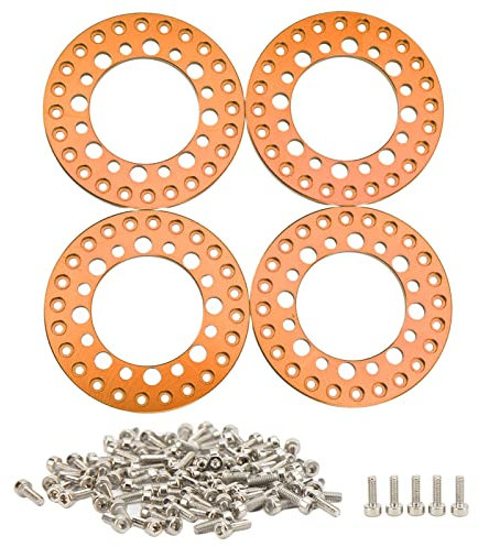 4 Stücke 1.9in Aluminium CNC Gefräst RC Rad Äußere Ringe Beadlock Felgen für Axial SCX10 1 10 RC Auto verbessert die Stabilität und Wiederverwendbarkeit (Orange)