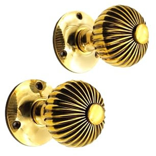 Infinity Decor Aged Brass Regency Mortice Door Knobs Pair 60mm – Vintage Style Round Pull Door Handles Set for Internal and External Doors