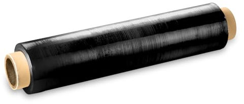 Film Etirable d’Emballage Noir Opaque Largeur 40cm, pour Palette et Colis, Rouleau de 150m à 200m, 23 microns, Film plastique Auto-adhérant, Polyvalent, Protection pour Déménagements, Cartons, Meubles