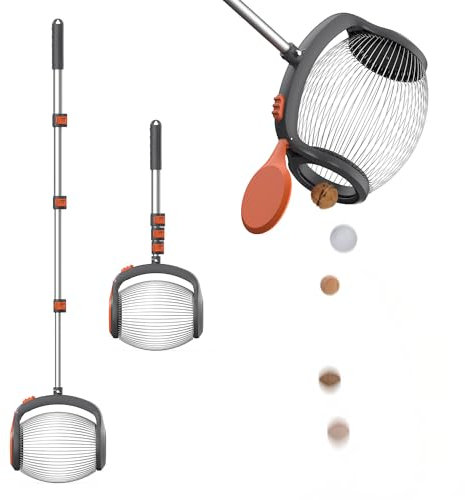 BOUDECH Bawang - Rullo Raccoglifrutta da 2 a 4 cm di Diametro con Asta Telescopica in Acciaio per Raccogliere Frutta Nocciole Castagne e Oggetti