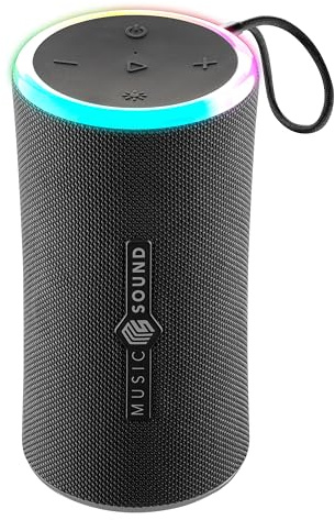 Music Sound AURA 20W - Cassa Bluetooth Portatile - Nero - IPX6 - luci RGB