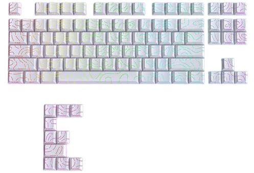 Agwuoetr For MX Mechanical Keyboard 97 Keys Cherry Profile PBT Double Shot Contour Lines Translucent Backlit Keycaps