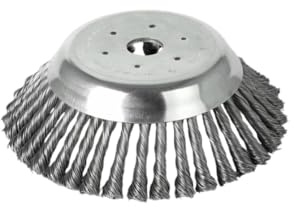 Lessmann Zopf-Kegelbürste (Ø 200 mm, 36 Zöpfe, Bohrung mit 20 mm Durchmesser, Stahldraht-Besatz, zur Unkrautentfernung und Reinigung von Bordsteinen, Drahtbürste) 4772M001