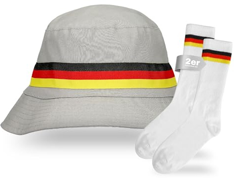 Bucket Hat Germany Fischerhut - Fanartikel mit Deutschland Flagge Unisex | Sportfan Accessoire, Sommermütze, Outdoor Kopfbedeckung, Stadion Event, Teamgeist, wendbar, Sportveranstaltung Paris