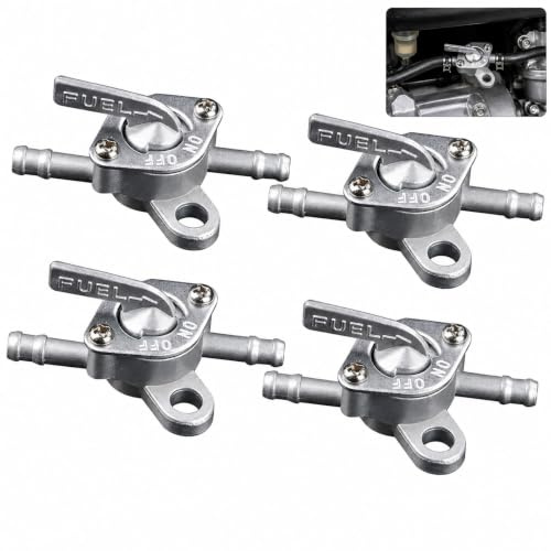 4PCS Carburant Robinet Interrupteur 6mm, Robinets de Carburant Universels pour Moto, Scooter, Quad, Motoculteur et Tondeuse, Contrôle Facile du Débit et Installation Rapide