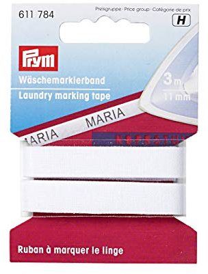 Prym Wäschemarkierband CO aufbügelbar 11 mm weiß, Baumwolle, 5 cm, 3