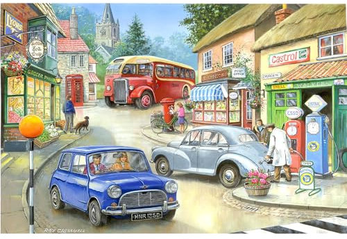 House of Puzzles - Big 250 Piece Jigsaw Puzzle - Country Town - Mini Car & Bus