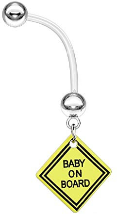Piercing Nombril Grossesse Femme Enceinte BABY ON BOARD bioflex jaune