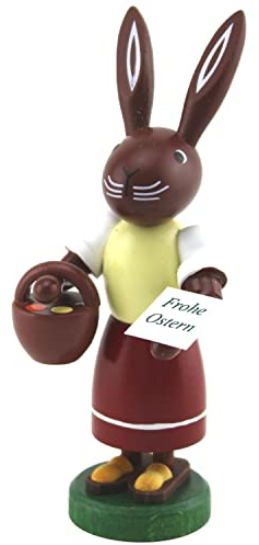 Rudolphs Schatzkiste Osterfigur Hase mit Handkorb Höhe ca 9 cm NEU Osterdeko Osterhasenfigur Ostern Korb Osterei Frühling Erzgebirge Seiffen Hase Blumen