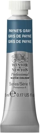 Winsor & Newton 0102465 Professional Aquarellfarbe, lebendige Wasserfarben in Künstlerqualität, hohe Farbbrillanz & Leuchtkraft, lichtecht, Archivqualität, 5ml Tube - Payne's Grau