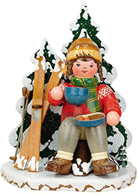 Räuchermann - Winterkind Schneeschuhfahrerin - 20cm - Original Erzgebirge Räuchermann - Hubrig Volkskunst