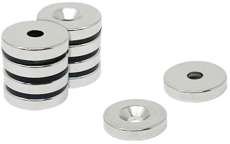 N42 Neodymium Countersunk Magnet for Arts, Crafts, Model Making, DIY, Hobbies, Office and Home - 25mm dia x 5mm thick x 6.0mm c/sink - 11.2kg Pull - South