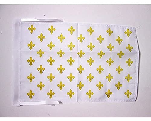 AZ FLAG - Drapeau Fleur de Lys Blanc et Or - 45x30 cm - Pavillon Royal Français 100% Polyester Avec Deux Cordelettes - 20g