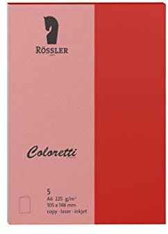 Rössler 220706526 - Coloretti Karten, 220 g/m², DIN A6 hd, klatschmohn, 5 Stück