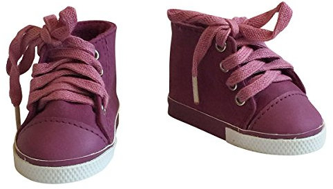 The New York Doll Collection Mauve Suede Sneakers Trainers fits 18 Inch/ 46 cm for Fashion Girl Dolls D206-PURPLE