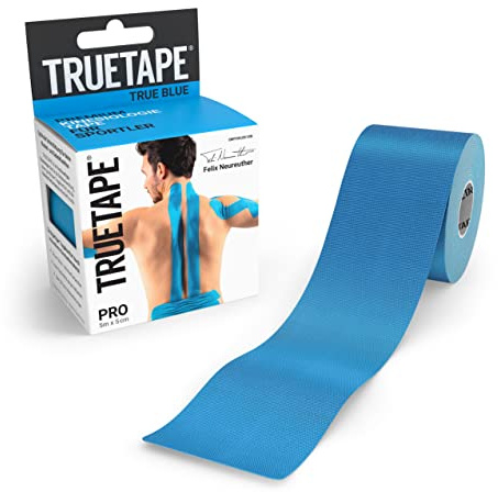 TRUETAPE® Kinesiotape PRO – 1x Uncut Tape Rolle (5 m x 5 cm) – Wasserfestes & Elastisches Kinesiologie Tape – Physiotape mit starker Klebekraft für den Sport – Blau