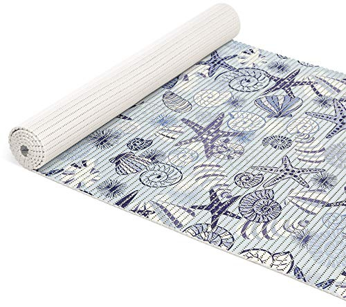 ANRO Badematte Weichschaum Matte Antirutsch Badvorleger Badläufer Muscheln Blau 140x65cm