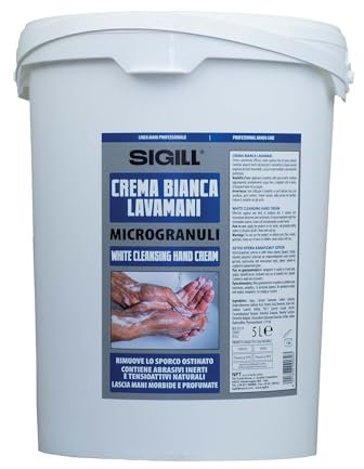 Sigill - Crema Bianca Lavamani, Barattolo da 1 Litro, Detergente Concentrato con Microgranuli e Saponi Vegetali, Efficace su Sporco Ostinato, Emolliente e Profumata, Formula Naturale
