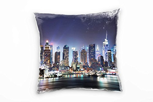 Paul Sinus Art Urban und City, bunt, New York, Manhattan, Nacht Deko Kissen 40x40cm für Couch Sofa Lounge Zierkissen - Dekoration zum Wohlfühlen