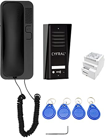 Cyfral Türsprechanlage Gegensprechanlage Cosmo R 1 mit 2-Draht-Anschluss, RFID Leser integriert, Set für eine Familie
