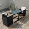 Tidyard 7-TLG. Garten-Essgruppe Poly Rattan Gartengruppe Gartenm?Bel Gartengarnitur Schwarz Terrasse Sitzgruppe 1 Tisch mit Glasplatte, 2 Stühle und 4 Sitzpolster