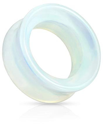 beyoutifulthings Ohr-Tunnel Opal-Stein Ohr-Piercing Ohr-Schmuck Ohr-Plug Double Flared Sattel-Verschluss 10mm