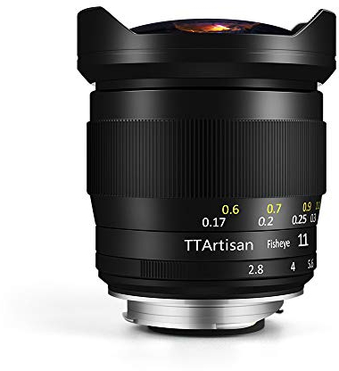 TTArtisan 11 mm F2.8 Kameralinse, Fisheye, kompatibel mit EOS R Mount Kameras wie R RP R5 R6 Schwarz